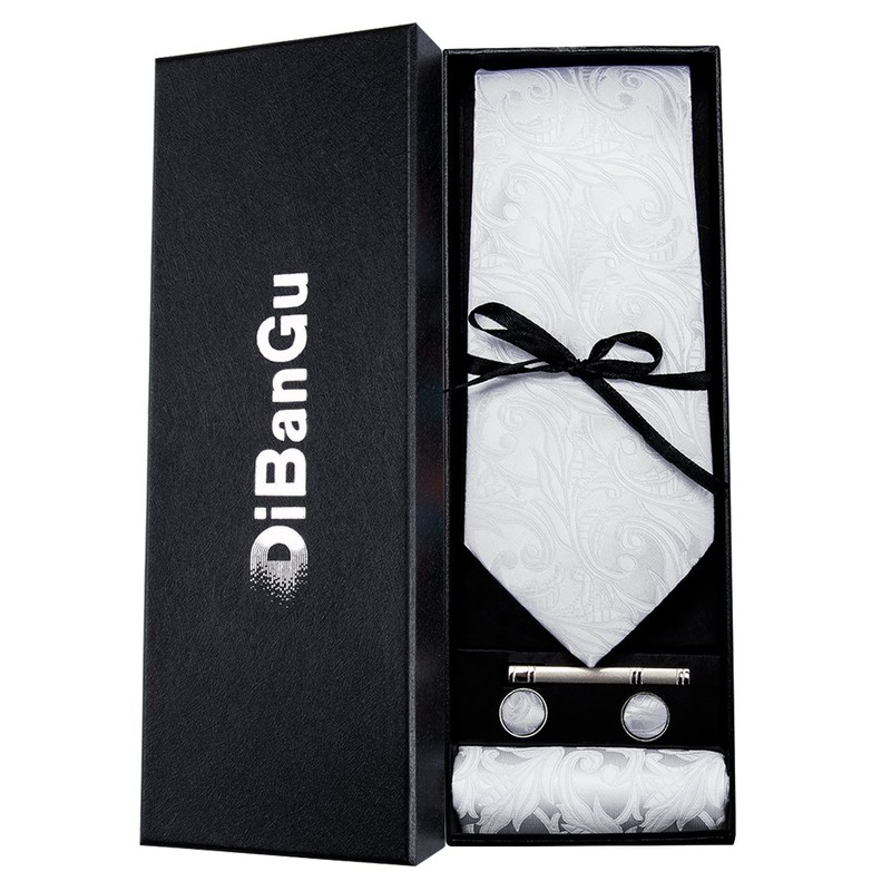 DiBanGu Men’s Business Necktie/Cuffs/Handkerchief/Clip Set -