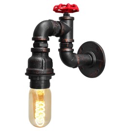 Vintage Water Pipe Wall Lamp Steampunk Industrial Iron Rust Retro Home Bar Lighting Fixture M0162F