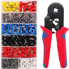 Ferrule Crimp Tool Kit AWG23-7 Automatic Adjustable Ratchet Wire Crimp Tool Kit Crimping Pliers Set with 1200PCS Wire Terminal Crimp Connector Wire Ends Suitable for 0.25-10 mm² Wire End Ferrules