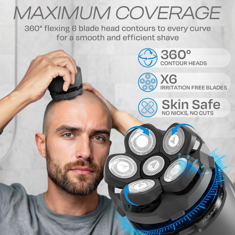 HUMMINGBIRD MK3 Stealth Edition Electric Head Shaver - No Nick