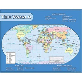 Teacher Created Resources World Map Chart, Multi Color (7658)