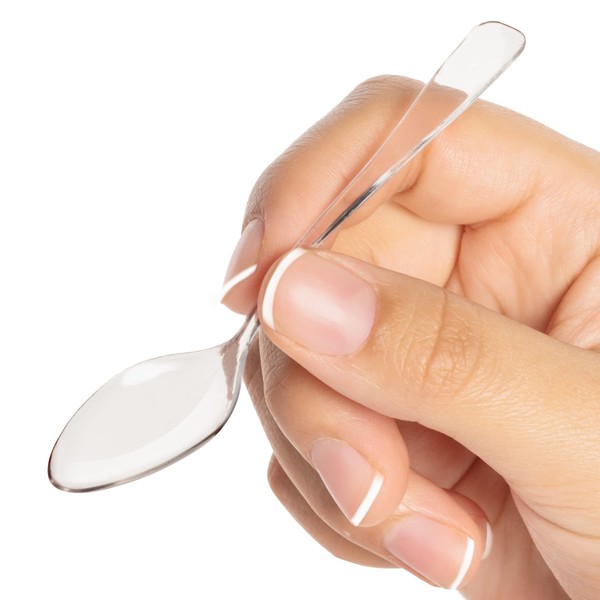 Tasting Mini Spoons - LORESO 500CT Box Mini Clear Plastic Dessert Spoons For Ice Cream, Dessert Spoons and Frozen Yogurt Spoons - Disposable, BPA Free, Reusable 3.8Inches (Mini Spoons 500CT Box)