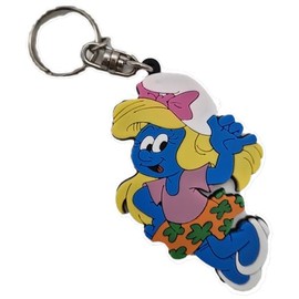 SCHLEICH Disco Smurfette Keyring, Blue, white, pink, yellow, orange, green