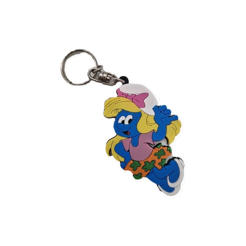 SCHLEICH Disco Smurfette Keyring, Blue, white, pink, yellow, orange, green
