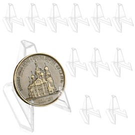 Wisebom Pack of 12 Acrylic Card Stands, Transparent Mini Easels Acrylic Holder for Coins, Acrylic Easel Stands for Display Cards, Medals, Pictures, Pocket Watches, Artwork, 55 x 55 x 35 mm