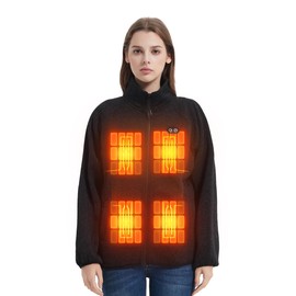 CAFORU Heated Hoodie for Women, 5 Heating Zone Electric Sweater Jacket with Battery Pack Included,Large Black