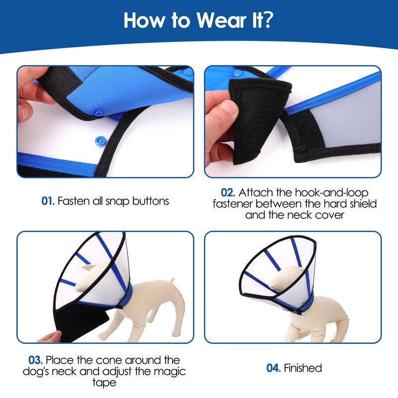 SUNFURA Dog Cone, Soft Cone for Dogs to Stop Licking,