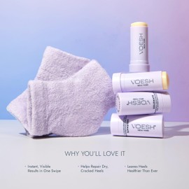 VOESH Heel Repair Duo, Solemate Heel Repair Balm & Moisturizing Heel Socks, Cracked Heel Stick Balm, Foot Care for Men & Women, at-Home Foot Care, Fuzzy Heel Socks, Toeless Spa Socks - Lavender