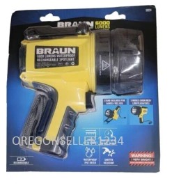 Braun NEW BRAUN 6000 Lumen Rechargeable Waterpoof LED Spotlight W/Belt Clip Spot Light