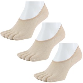 Asuka 5-Toe Socks with Non-Slip Heel, 100% Cotton, Ankle Length for Men and Women