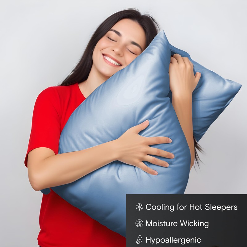 LINENWALAS 100% Organic Bamboo Pillow Cases 2 Pack, Soft Premium
