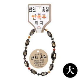 Lacquerware Buddhist Prayer Beads Bracelet with Manbok (Ten Thousand Blessings) Design (Large) (Rat)