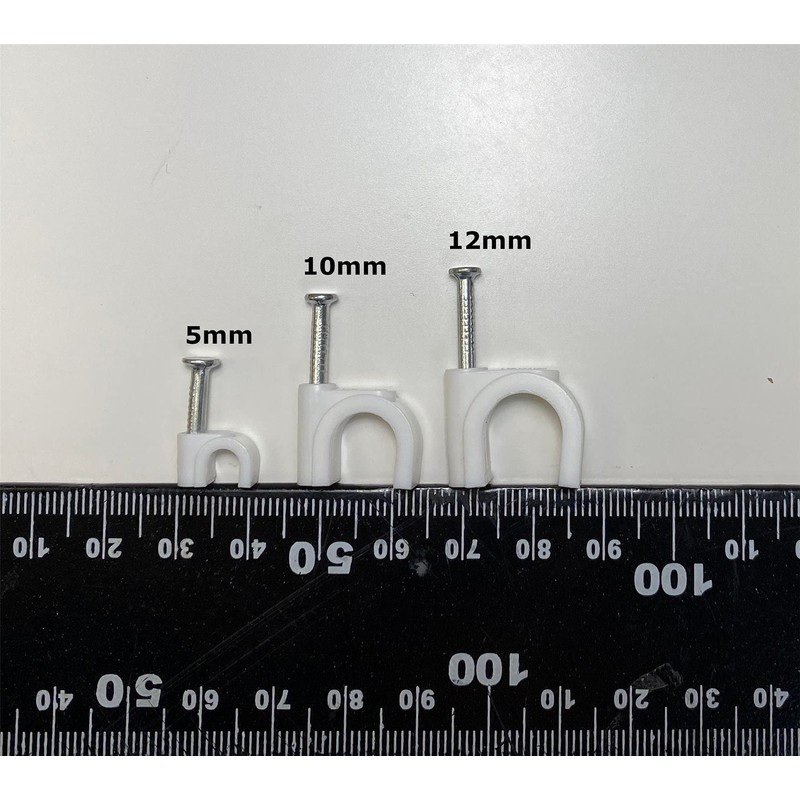 500 x 10mm Round White Cable Clips