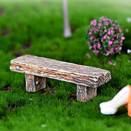Yardwe 3pcs Succulent Ornament Miniature Bench Micro Train Platform Model Mini Park Bench Toy Mini Stump Miniature Fairies Village Park Couch Chair Solid Wood Material Wooden Child