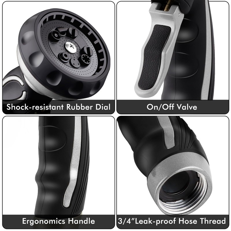 RESTMO Hose Nozzle with Easy Self-Lock Trigger, Heavy Duty Metal