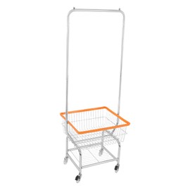 Laundry Cart,Steel Wire Laundry Cart,Laundry Basket With Wheels,Commercial Laundry Basket Cart Heavy Duty with Rod Rack 19.69x15.75x70.87in (D)