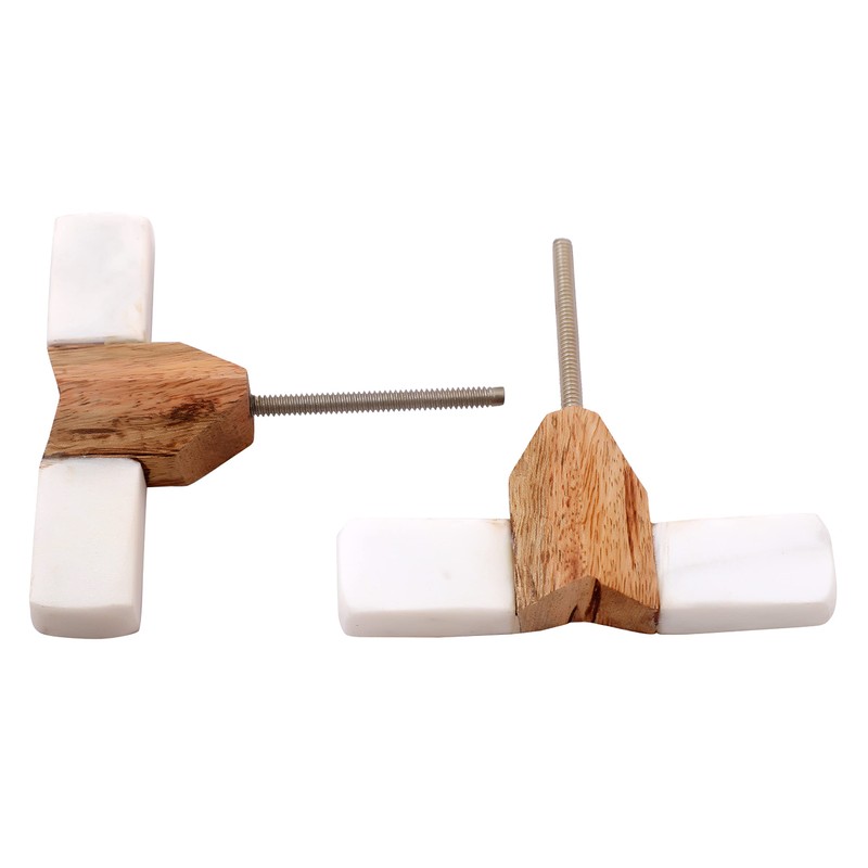 Nacnic Set of 6 rectangular stone and wood knobs. 63