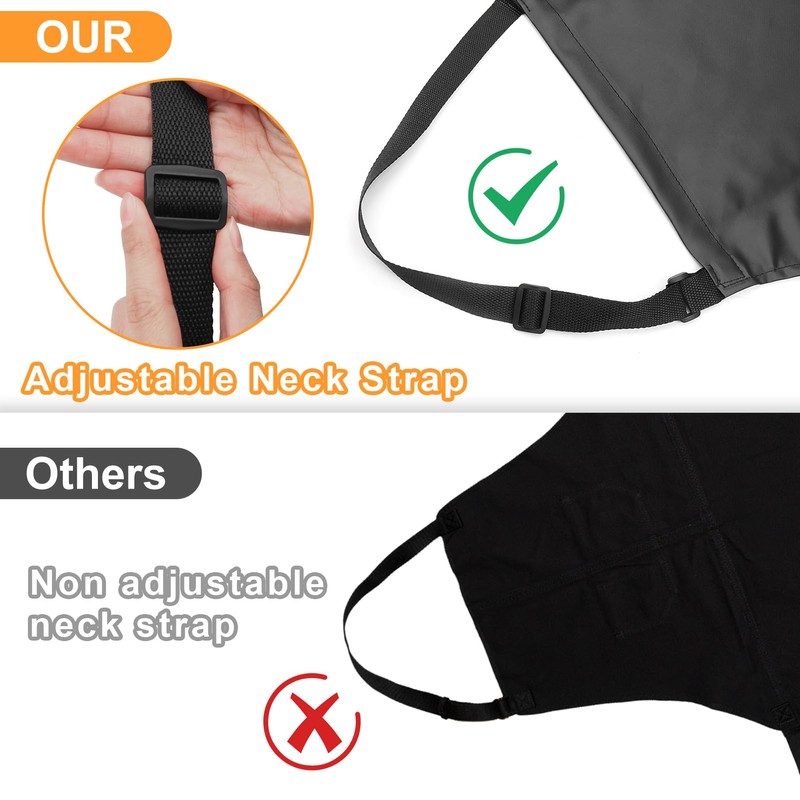 Gotega 3 Pack Waterproof Rubber Vinyl Apron Adjustable Bib Apron