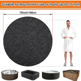 78 Inch Dia Round Hot Tub Mat, Large Washable Above Ground Protector Pad Water Absorb with Waterproof Slip-proof Backing, Portable Spa Pool Accessories for 77" Dia below Outdoor Indoor Hot Tubs