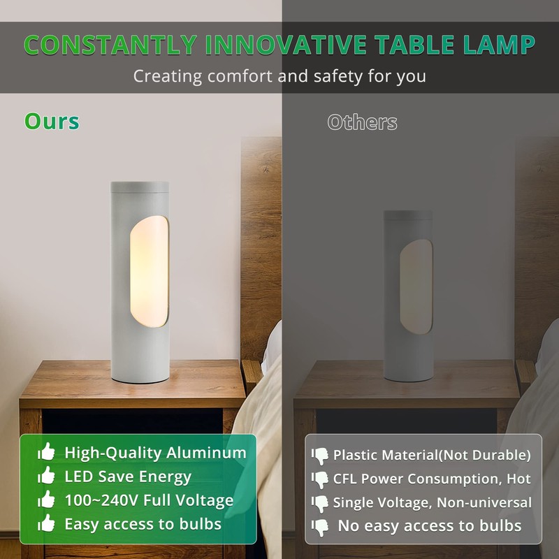 LEDIARY Kosher Lamp, Reading Lamp for Shabbos, Silver Table Lamps