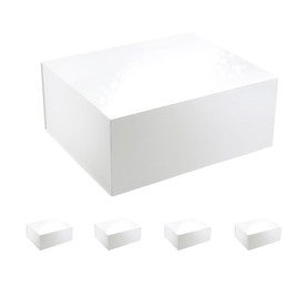 Cecobox 5PC Glossy Collapsible Box with Magnetic Lid for Gift Packaging (13"x10.75"x5.5", White)