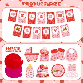 Strawberry Baby Shower Decorations Include A Berry Sweet Baby Is On The Way Banner Hanging Swirls for Strawberry Shortcake Theme Baby Shower Supplies