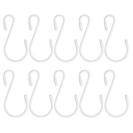 HARFINGTON 10pcs S Hooks 2.4" Metal Hanging S Shaped Hooks Small S Hanger Closet Rod Hooks for Hanging Kitchen Utensils Cups Plants Jewelry Jeans Clothes Towels Tools, White