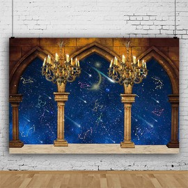 EMTOBT 9x6ft Castle Background Drop Royal Medieval Dreamy Constellation Starry Sky Star Backdrop for Kids Birthday Party Wedding Wall Decorations Photos Photography BJWHEM247 Colorful