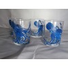 Hand painted blue octopus. Great set. usa. Set of 4