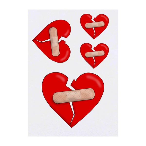 4 x 'Healing Broken Heart' Temporary Tattoos - Water Resistant,