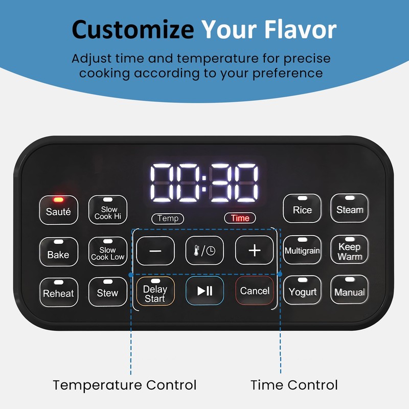 SUNVIVIPRO 12-in-1 Multicooker, 6.5QT Slow Cooker Roaster Oven, Digital Programmable