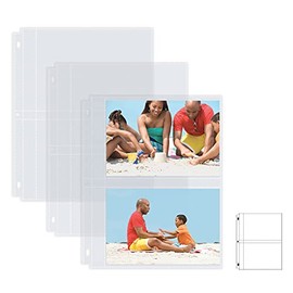 Photo Album Refill Sheets, 5 x 7 Inch, Heavyweight, Diamond Clear 3 Ring Photo Binder Page Refills, by Better Office Products, 100 Total Photos, Each 2-Pocket Sheet Holds Up to 4 Photos (25 Pack)