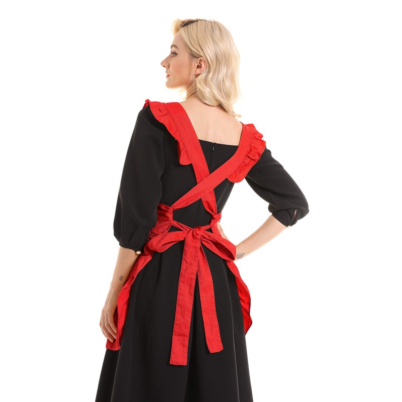 LilMents Retro Adjustable Ruffle Apron Kitchen Cooking Baking Cleaning Maid