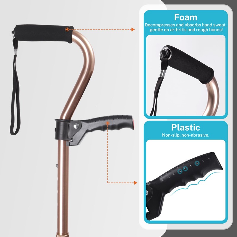 SILAIDESI Adjustable Walking Cane for Men & Women – 4-Pronged