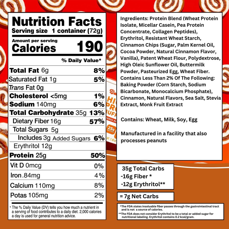 Bootylicious | High-Protein Muffin | 25g Protein, 7g Net Carbs,
