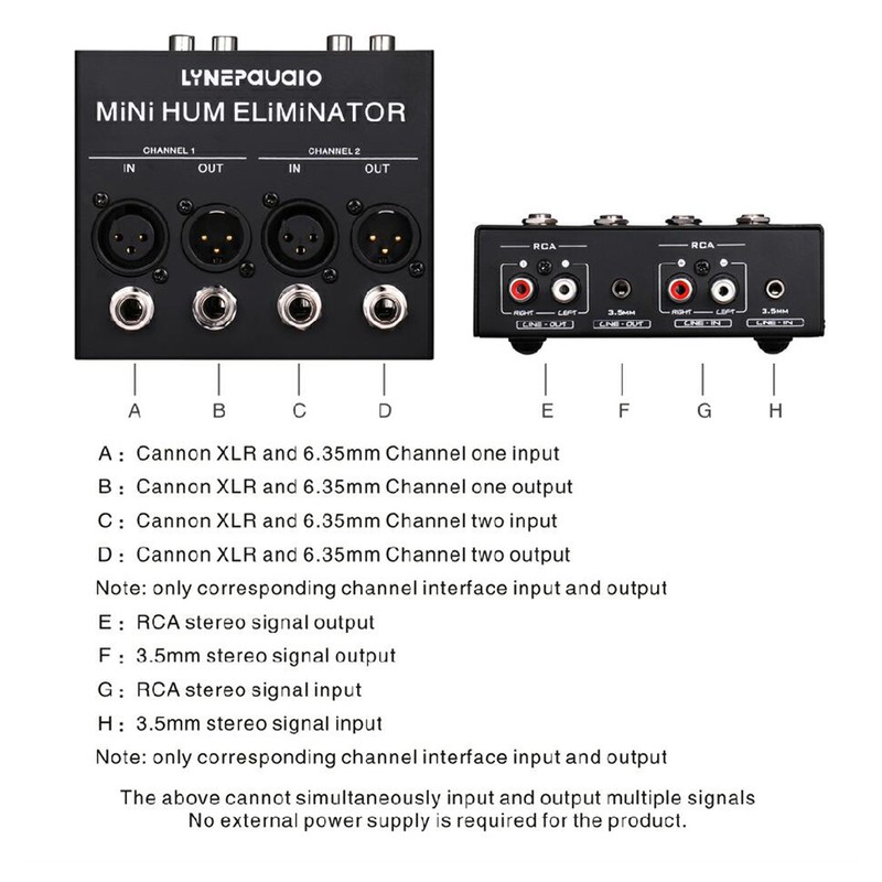 LYNEPAUAIO Compact Hum Eliminator Box 4 Channel Passive Buzz Destroyer