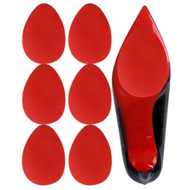 BHXANZOU Shoe Grips on Bottom of Shoes,Red Bottom Protectors Compatible with Christian Louboutin Shoes,Non-Slip Shoe Pads & Grips - Self-Adhesive Sole Protectors for Heels(3.5"x2.5",Red 6pCS)