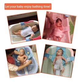 Baby Bath Support,Bathtub Support Net Adjustable Bath Tub Non-Slip Mesh Comfortable Bath Seat for Newborn Shower and 0-8 Month Infant Bathing(Blue)