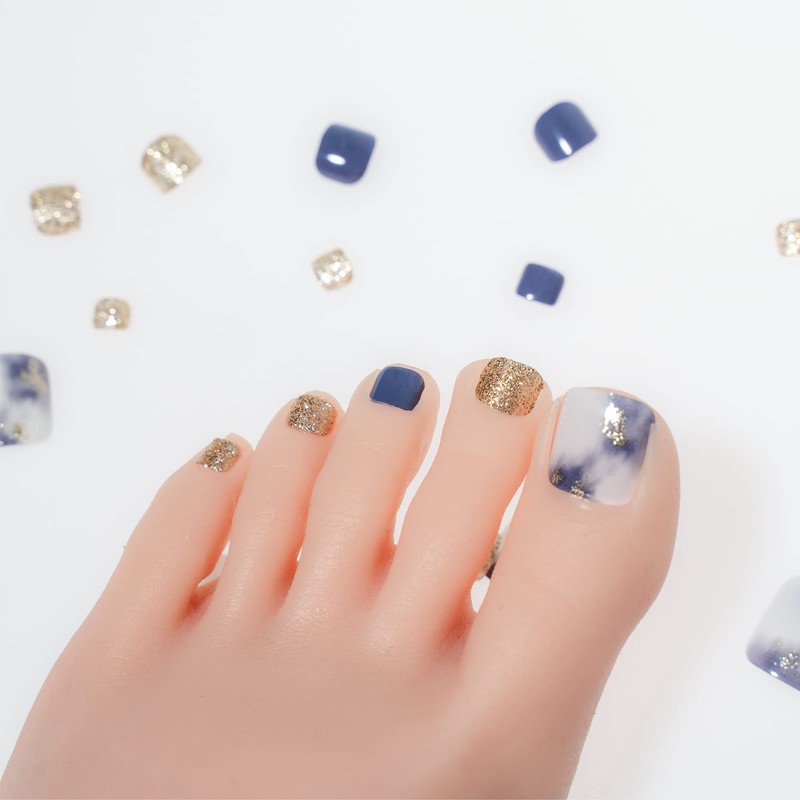 Sun&Beam Nails Nail Tip, Glitter, Foot, Short, False Nails, Cute,