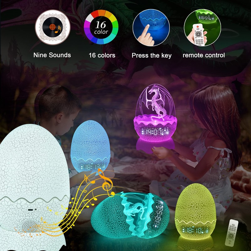 Unique Dragon Egg Digital Clock Ok to Wake Up Alarm