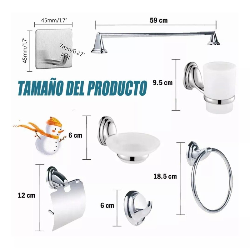 WP Juego De Accesorios Para Baño 10pz Acero Inoxidable Cromado
