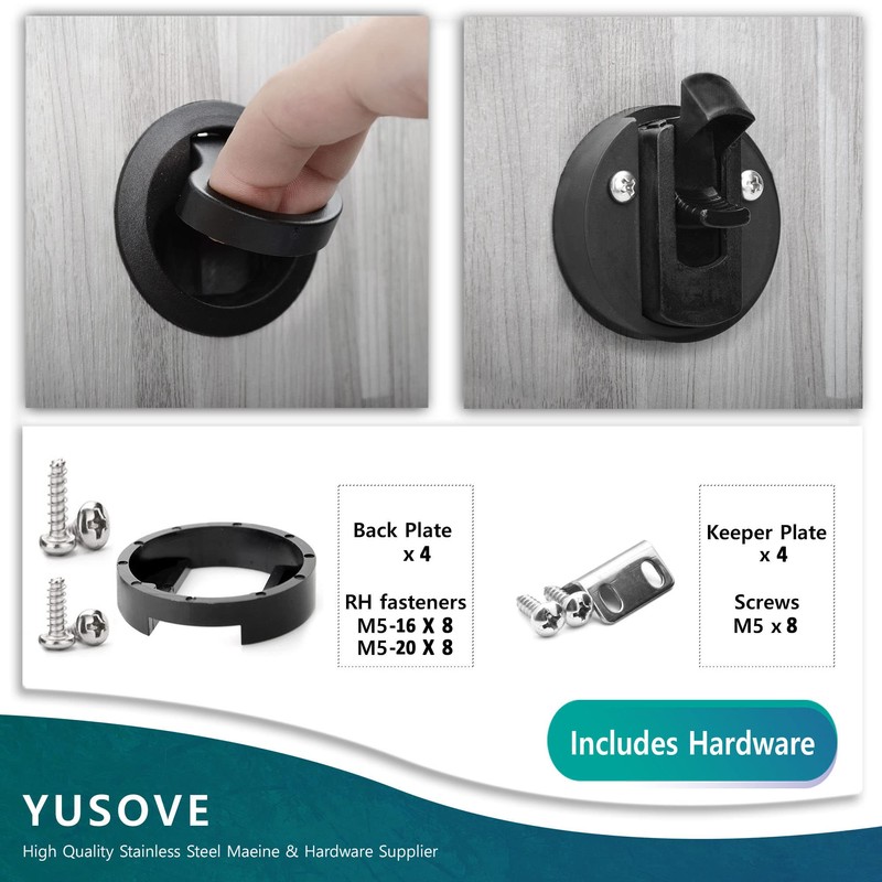 YUSOVE Boat 2" Slam Latch Black Plastic,Marine Deck Hatch Door