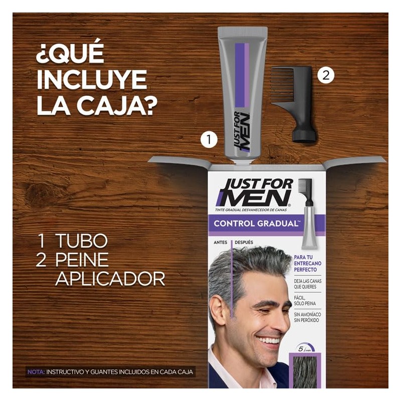 Just For Men Control Gradual Tinte para Canas, Castaño Oscuro