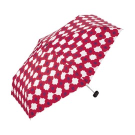 Wpc. 4360-155-002 Women's Rain Umbrella, Folding Umbrella, Mini Umbrella, Red, 19.7 inches (50 cm), Rain or Shine, Compact, Comes with Hooks, Convenient to Carry, Floral Pattern, Scandinavia, Retro,