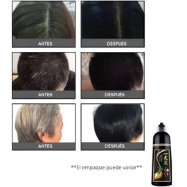 Shampoo Tinte Negro Cubre Canas 3 en 1 para Hombre y Mujer - Hair Dye Shampoo Black para Teñir Cabello en Casa Sin Amoniaco, Color Negro Natural Durad