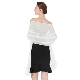 BEAUZSUZSANA Women Chiffon Shawls and Wraps for Evening Dresses Wedding Party Travel Scarves Pashmina Bikini Cover Up (Ivory)