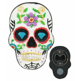Ebros Gift White Day of The Dead Sugar Skull Magnetic Bottle Opener Refrigerator Decor