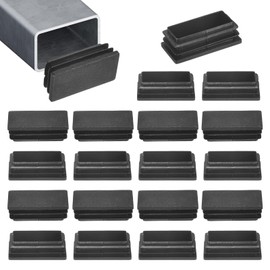 M METERXITY 20-Pack Tubing End Caps, 2 x 1 Inch Plastic Rectangle Hole Plugs Inserts for Chair Leg/Bar Stool/Fitness Equipment, Chair Glides Fence Plug Floor Protectors
