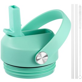 Straw lid for Yeti Rambler 18 26 36 64 oz, Lid with Straws and Flexible Handle, Replacement Cap for Yeti 18oz 26oz 36oz 64oz Rambler Water Bottle Straw Cap, Seafoam