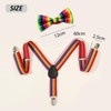 KRYMSON Set of 2 Rainbow Bow Tie Suspenders, Adjustable Suspenders,